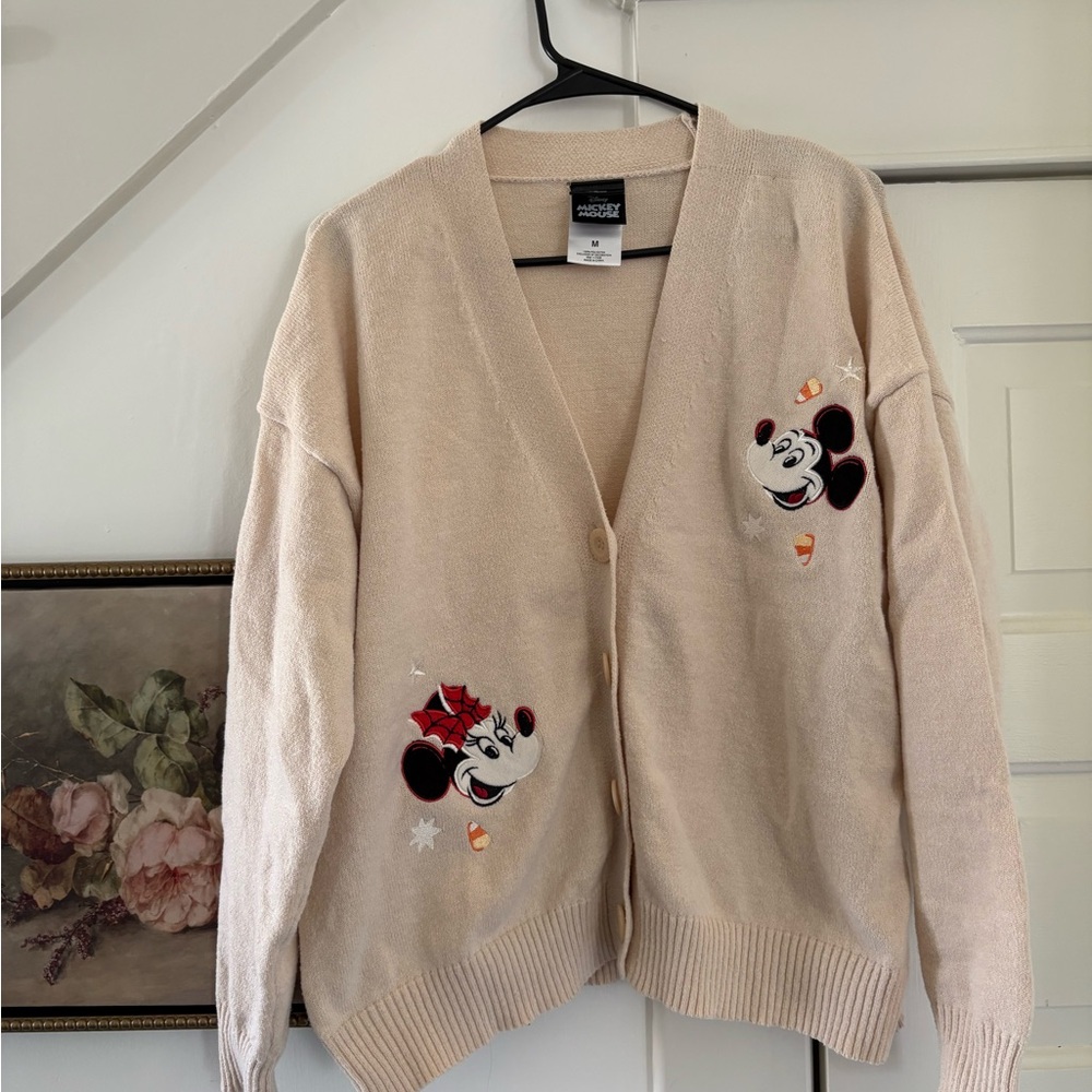 Disney Cream Minnie Embroidered Button-Up Cardigan